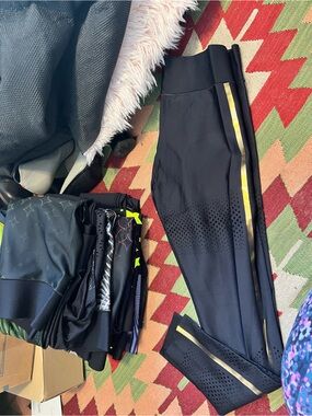 ultracor black leggings with laser cut and with Gold Stripe size XL